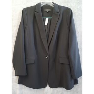 Talbots 16WP Plus Petite Black Blazer Career Academia Minimalist Preppy New $229